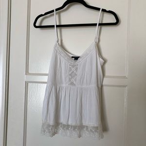 White tank with lace accents